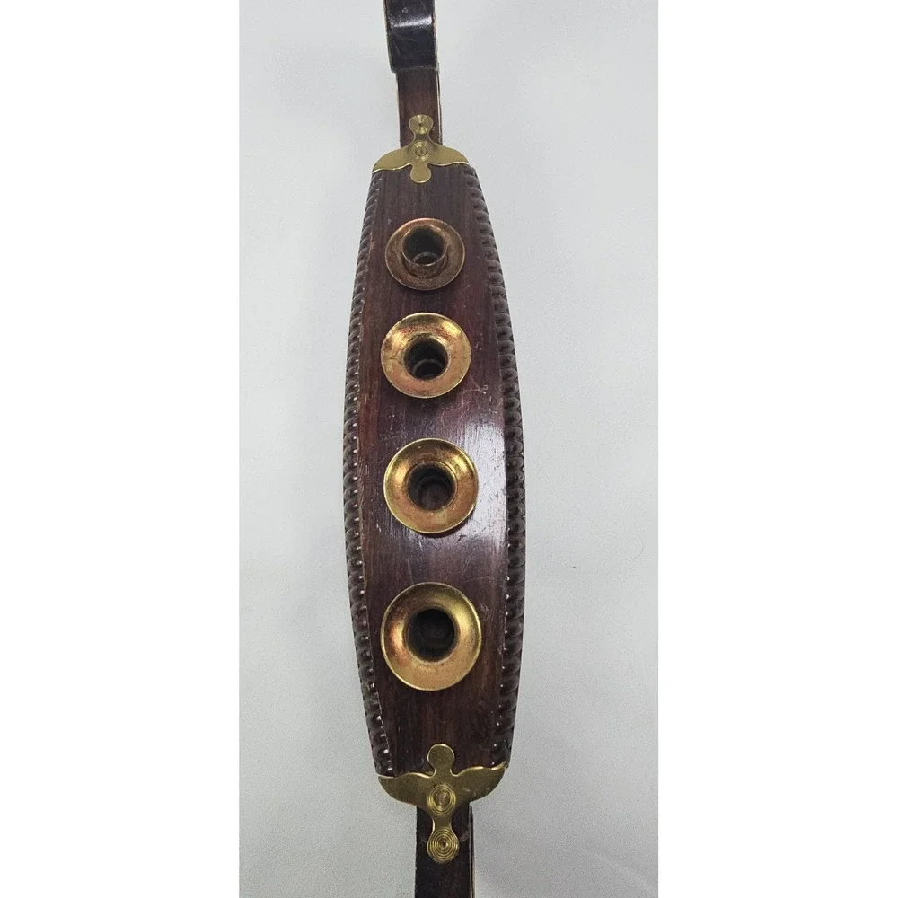 Viking Ship Gondola Wood‎ Brass Candelabra 4 Candle Brass Accent Mantel Shelf